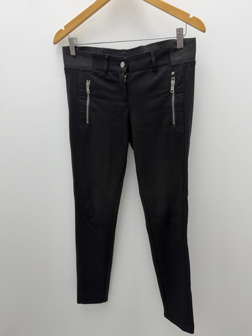 Black Slim Fit Zip Pocket Pants | Tailored Stretch Work Pants Full Length 38.5”